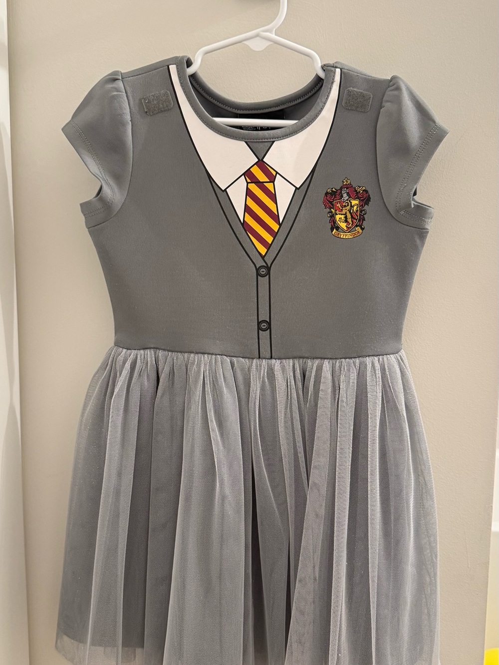 Warner Bros. Grey Dress Print with Red and Yellow Striped Tie